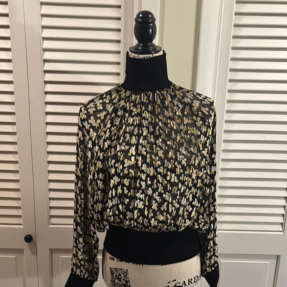 Tory Burch Elegant Black and Gold Women's Top